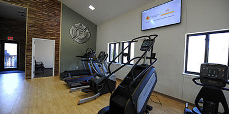Gym with  treadmills and stair climbers.