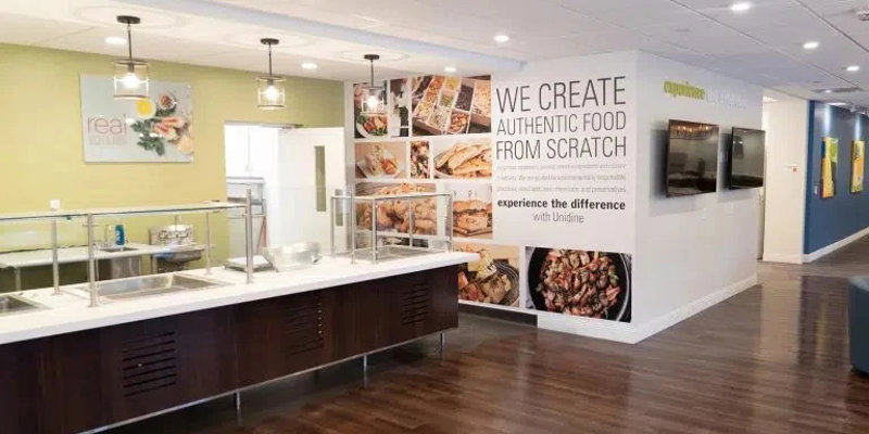 Food service area with signage promoting scratch cooking