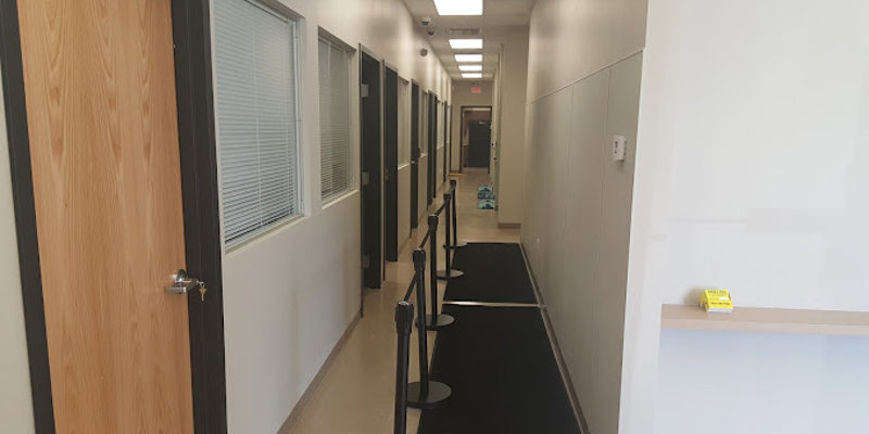Hallway with offices in view.